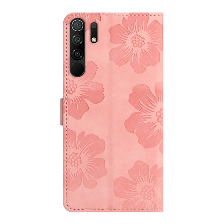 For Xiaomi Redmi 9 Flower Embossing Pattern Leather Phone Case(Pink)