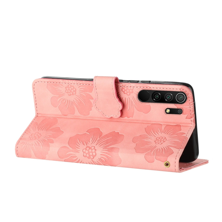 For Xiaomi Redmi 9 Flower Embossing Pattern Leather Phone Case(Pink)