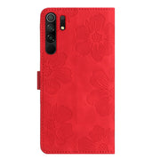 For Xiaomi Redmi 9 Flower Embossing Pattern Leather Phone Case(Red)