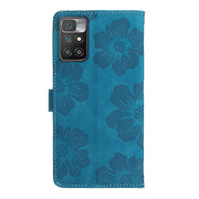 For Xiaomi Redmi 10 Flower Embossing Pattern Leather Phone Case(Blue)