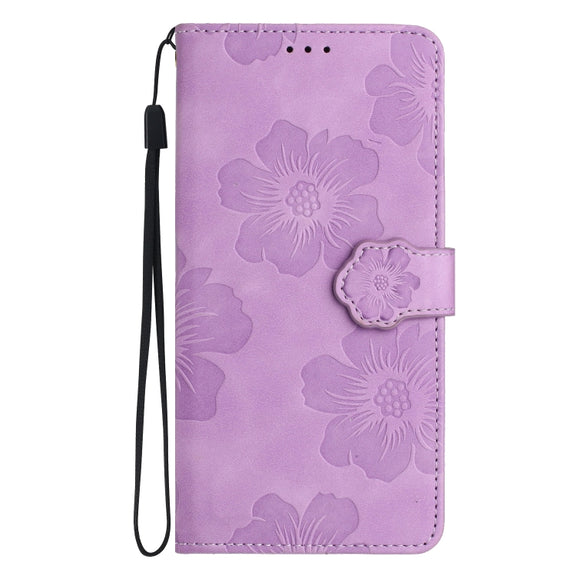 For Xiaomi Redmi 10C Flower Embossing Pattern Leather Phone Case(Purple)