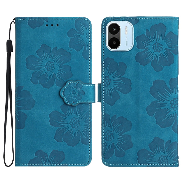 For Xiaomi Redmi A1 Flower Embossing Pattern Leather Phone Case(Blue)
