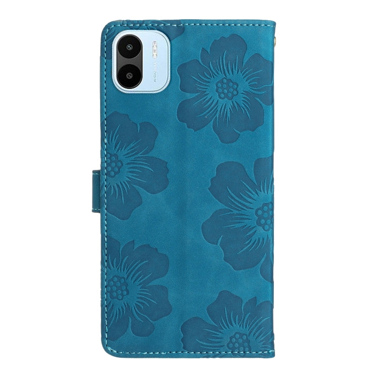 For Xiaomi Redmi A1 Flower Embossing Pattern Leather Phone Case(Blue)