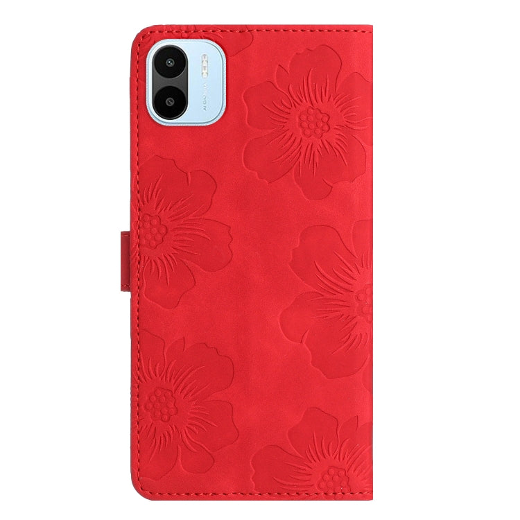 For Xiaomi Redmi A1 Flower Embossing Pattern Leather Phone Case(Red)