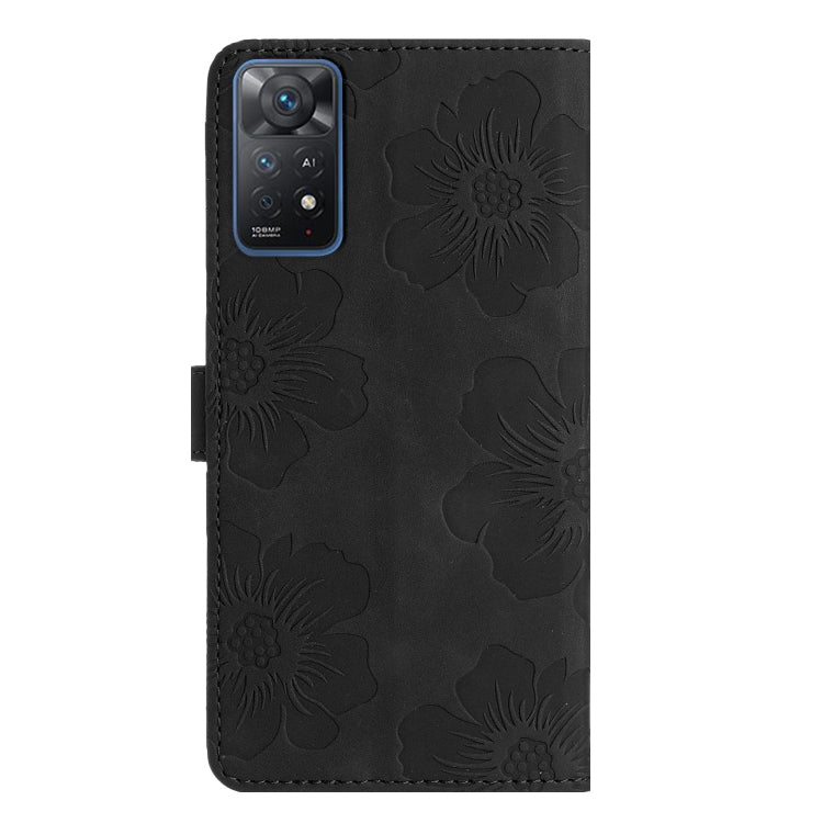For Xiaomi Redmi Note 11 Pro 5G Global Flower Embossing Pattern Leather Phone Case(Black)