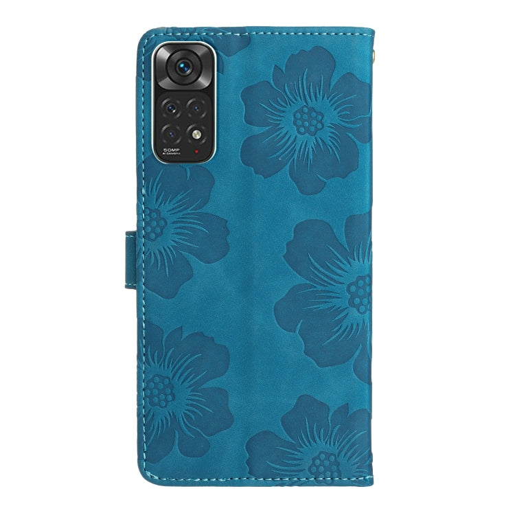 For Xiaomi Redmi Note 11 4G Global / Note 11S Flower Embossing Pattern Leather Phone Case(Blue)