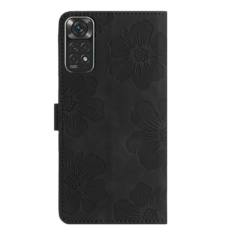 For Xiaomi Redmi Note 11 4G Global / Note 11S Flower Embossing Pattern Leather Phone Case(Black)