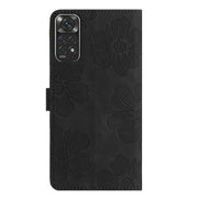 For Xiaomi Redmi Note 11 4G Global / Note 11S Flower Embossing Pattern Leather Phone Case(Black)