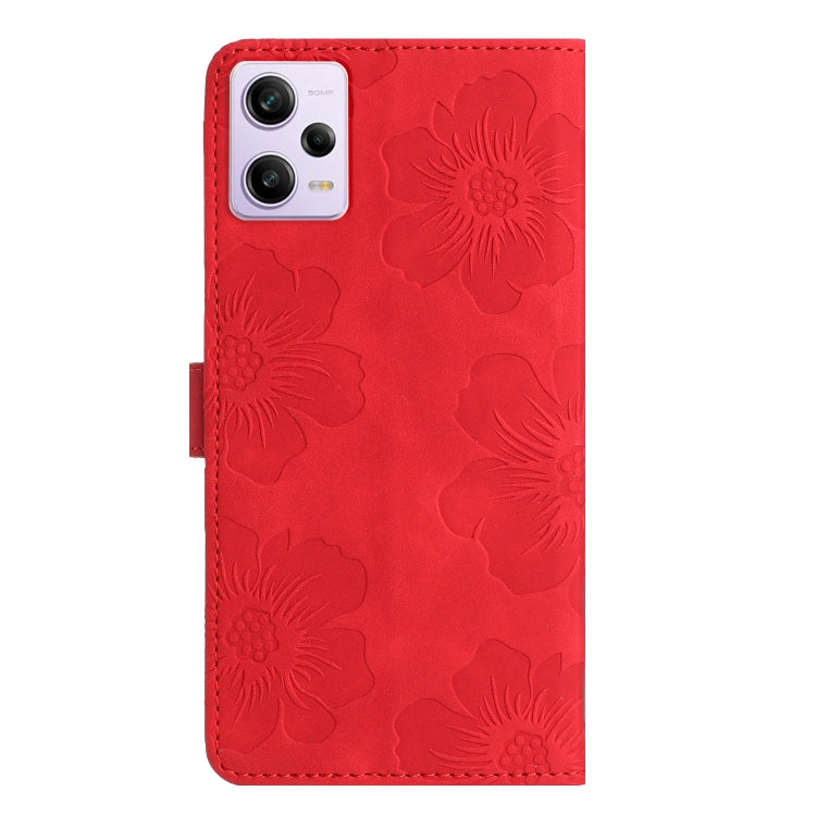 For Xiaomi Redmi Note 12 Pro 5G Flower Embossing Pattern Leather Phone Case(Red)