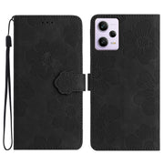 For Xiaomi Redmi Note 12 Pro 5G Flower Embossing Pattern Leather Phone Case(Black)