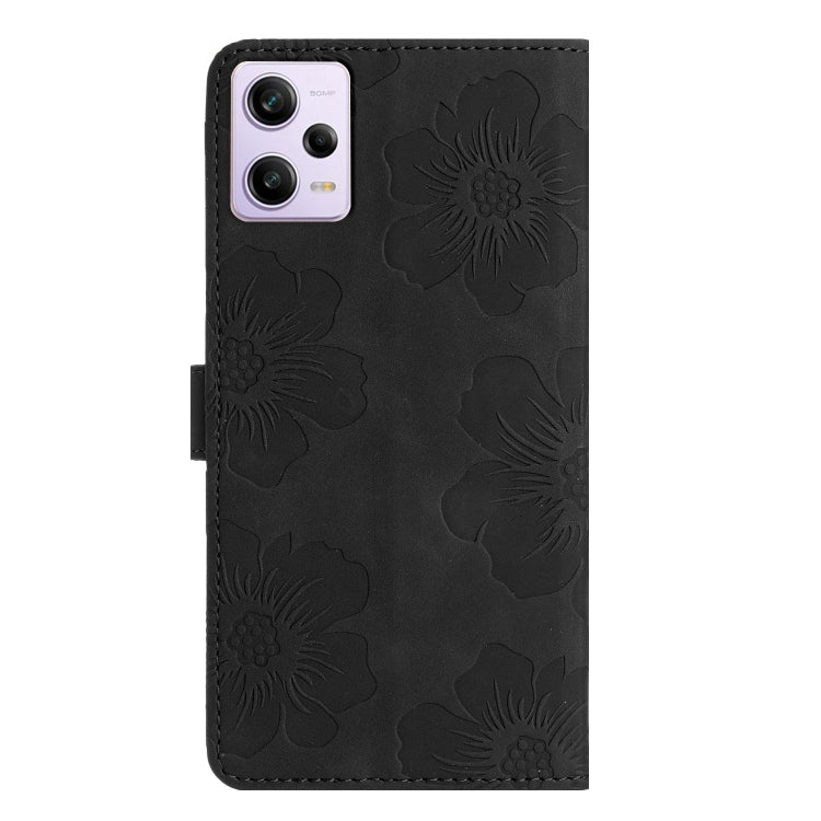 For Xiaomi Redmi Note 12 Pro 5G Flower Embossing Pattern Leather Phone Case(Black)