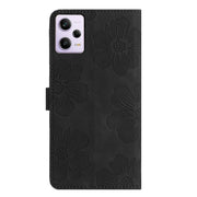 For Xiaomi Redmi Note 12 Pro 5G Flower Embossing Pattern Leather Phone Case(Black)