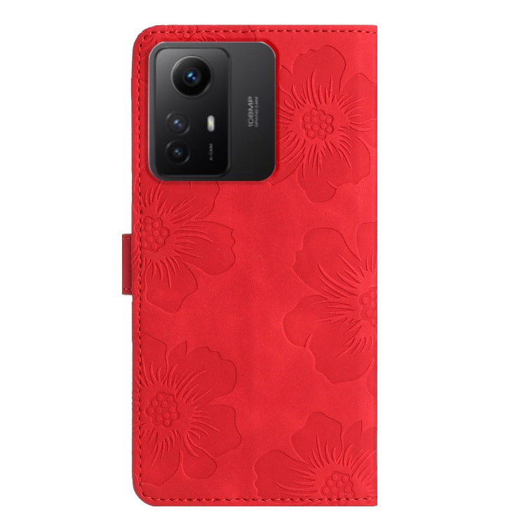 For Xiaomi Redmi Note 12S Flower Embossing Pattern Leather Phone Case(Red)
