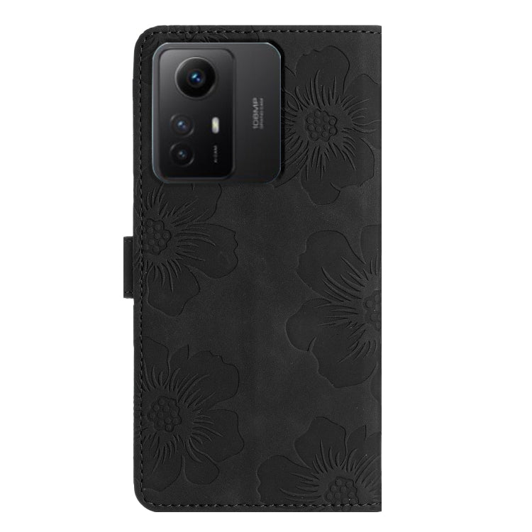 For Xiaomi Redmi Note 12S Flower Embossing Pattern Leather Phone Case(Black)