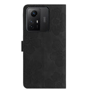 For Xiaomi Redmi Note 12S Flower Embossing Pattern Leather Phone Case(Black)