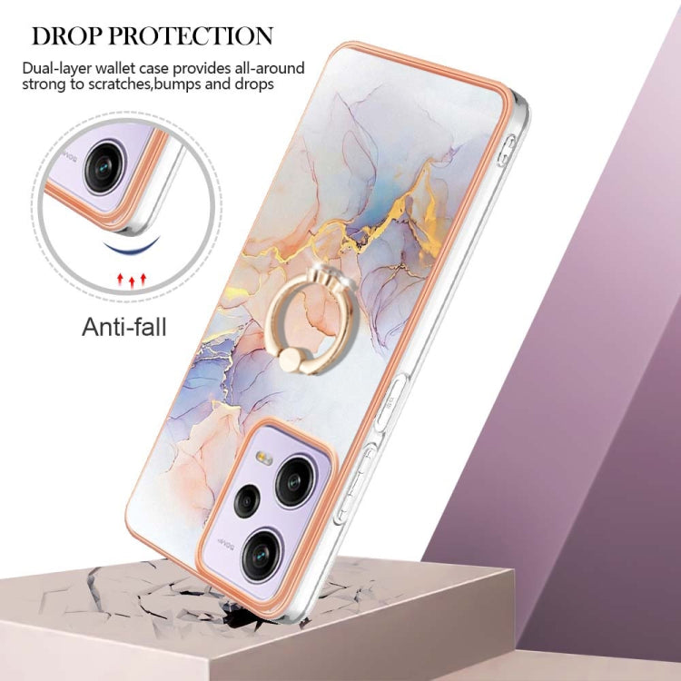 For Xiaomi Redmi Note 12 Pro 5G Global Electroplating IMD TPU Phone Case with Ring(White Marble)