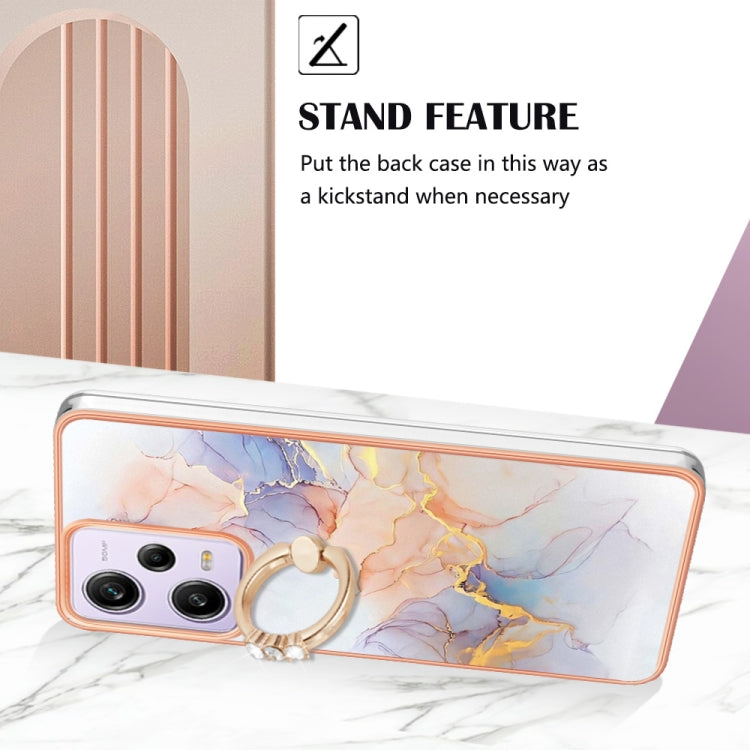 For Xiaomi Redmi Note 12 Pro 5G Global Electroplating IMD TPU Phone Case with Ring(White Marble)
