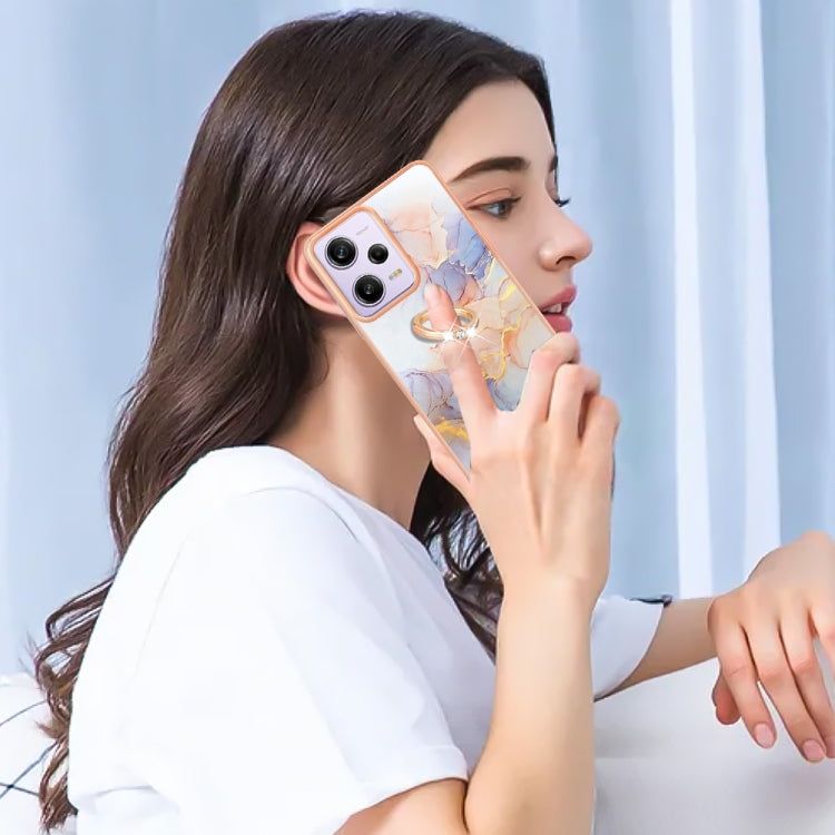 For Xiaomi Redmi Note 12 Pro 5G Global Electroplating IMD TPU Phone Case with Ring(White Marble)