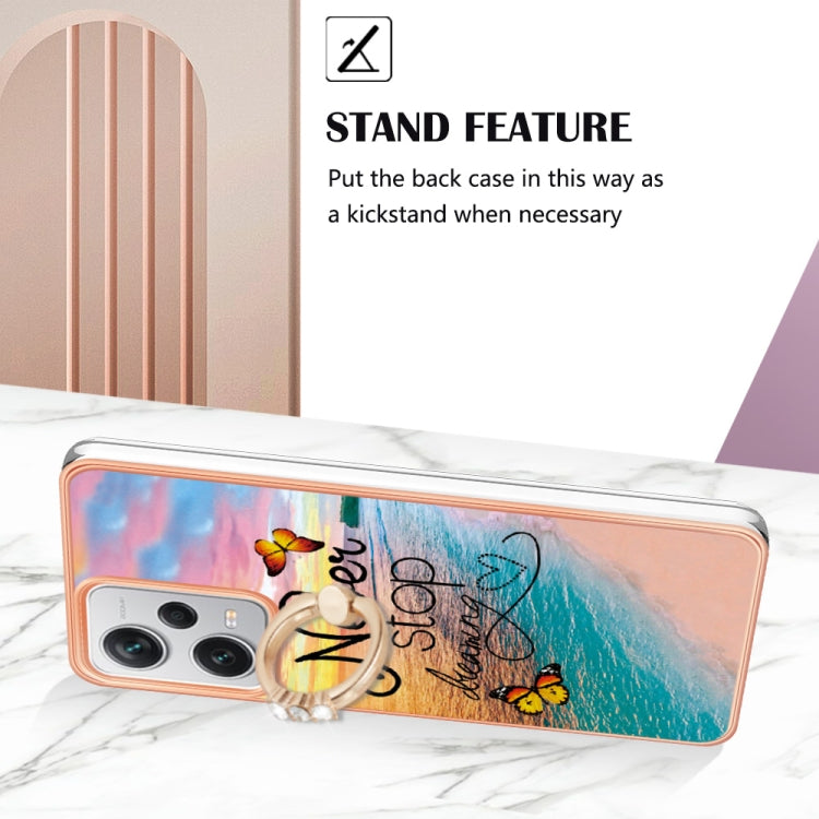 For Xiaomi Redmi Note 12 Pro+ Global Electroplating IMD TPU Phone Case with Ring(Dream Butterfly)