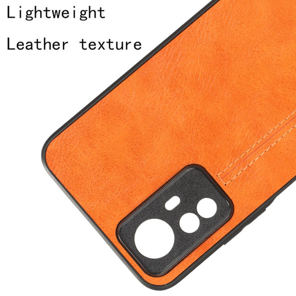 For Xiaomi Redmi Note 12S 4G Sewing Cow Pattern Skin PC + PU + TPU Phone Case(Orange)