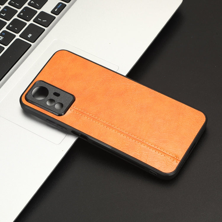 For Xiaomi Redmi Note 12S 4G Sewing Cow Pattern Skin PC + PU + TPU Phone Case(Orange)