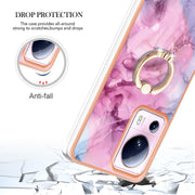 For Xiaomi 13 Lite 5G Electroplating Marble Dual-side IMD Phone Case with Ring(Pink 013)