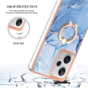 For Xiaomi Redmi Note 12 Pro+ Global Electroplating Marble Dual-side IMD Phone Case with Ring(Blue 018)