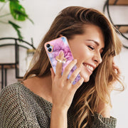 For Samsung Galaxy A04e Electroplating Marble Dual-side IMD Phone Case with Ring(Pink 013)