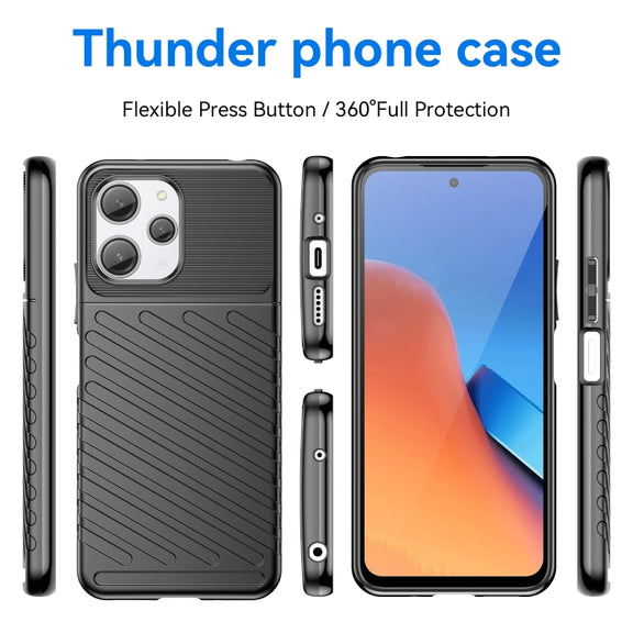 For Xiaomi Redmi 12 Thunderbolt Shockproof TPU Protective Soft Phone Case(Black)