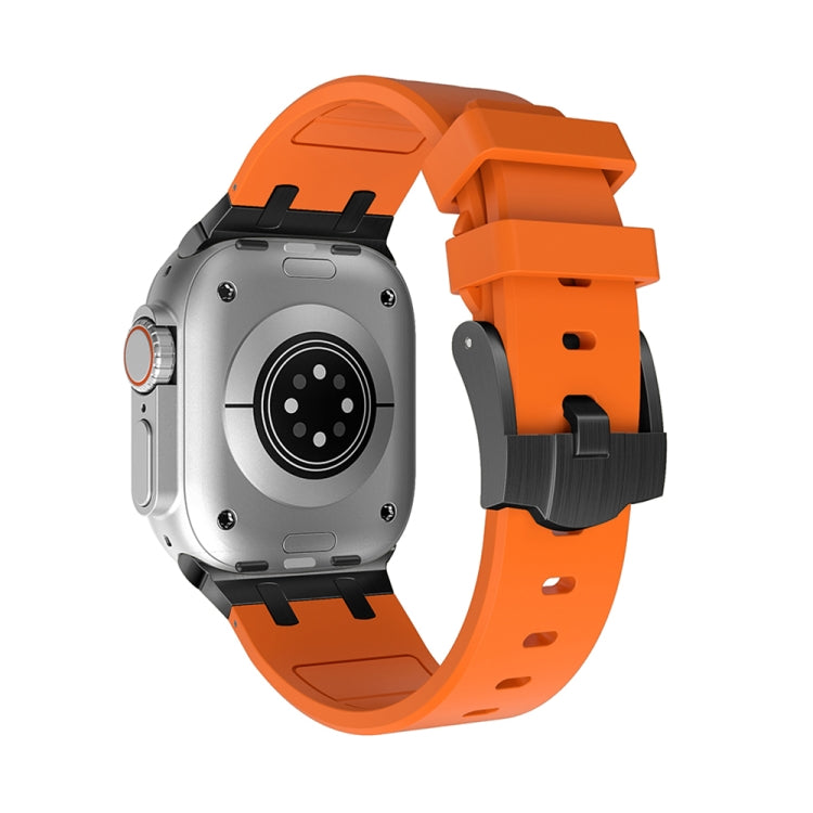 AP Silicone Watch Band For Apple Watch 8 41mm(Black Orange)
