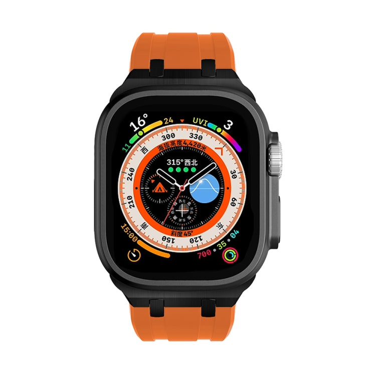 AP Silicone Watch Band For Apple Watch 8 41mm(Black Orange)