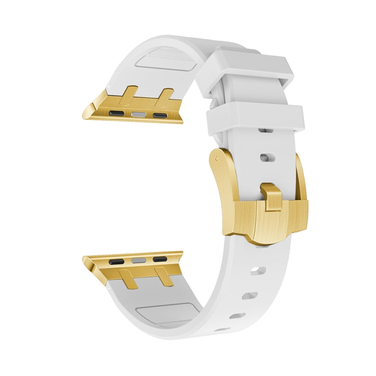 AP Silicone Watch Band For Apple Watch 8 41mm(Gold White)
