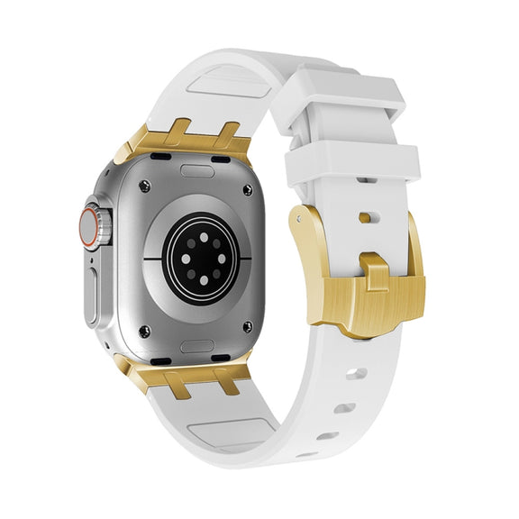 AP Silicone Watch Band For Apple Watch 8 41mm(Gold White)