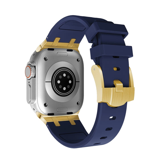 AP Silicone Watch Band For Apple Watch 7 41mm(Gold Blue)