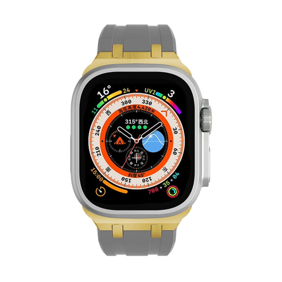 AP Silicone Watch Band For Apple Watch 7 41mm(Gold Grey)