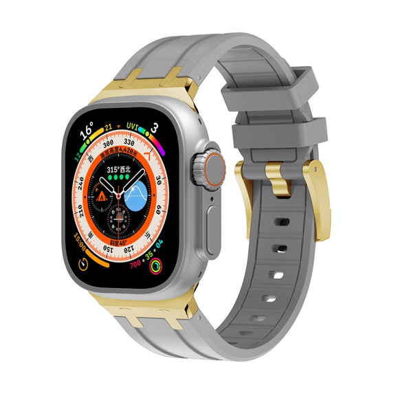 AP Silicone Watch Band For Apple Watch 7 41mm(Gold Grey)