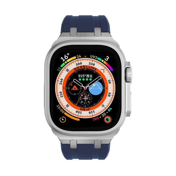 AP Silicone Watch Band For Apple Watch 3 42mm(Silver Blue)