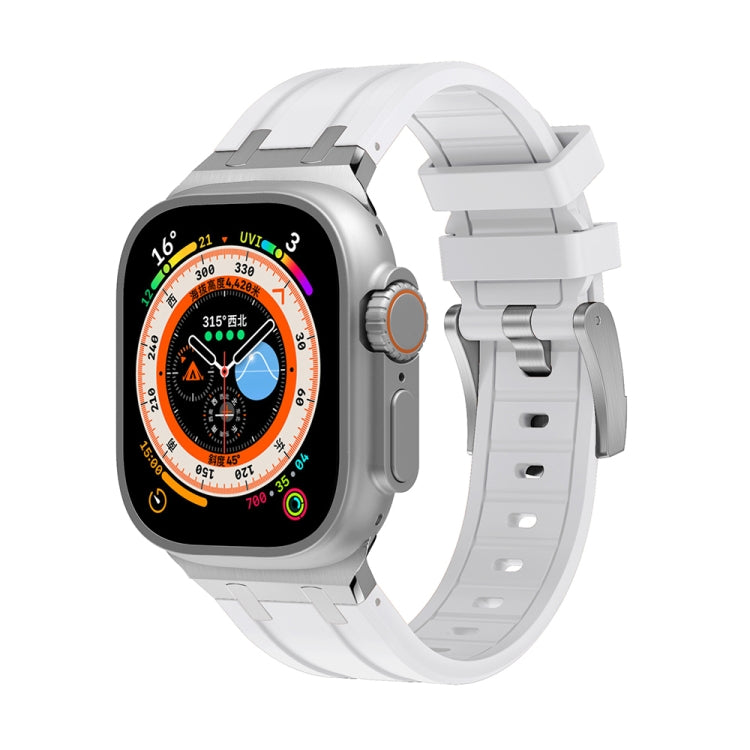 AP Silicone Watch Band For Apple Watch 38mm(Silver White)