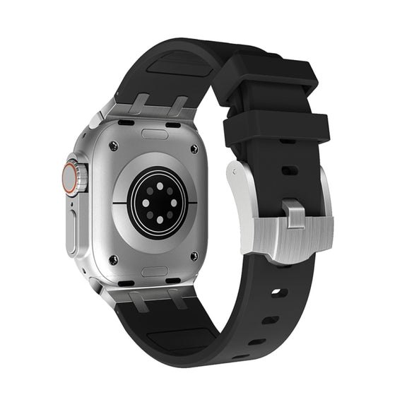 AP Silicone Watch Band For Apple Watch SE 2023 44mm(Silver Black)