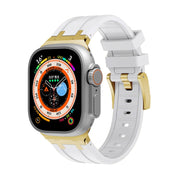 AP Silicone Watch Band For Apple Watch SE 2023 44mm(Gold White)