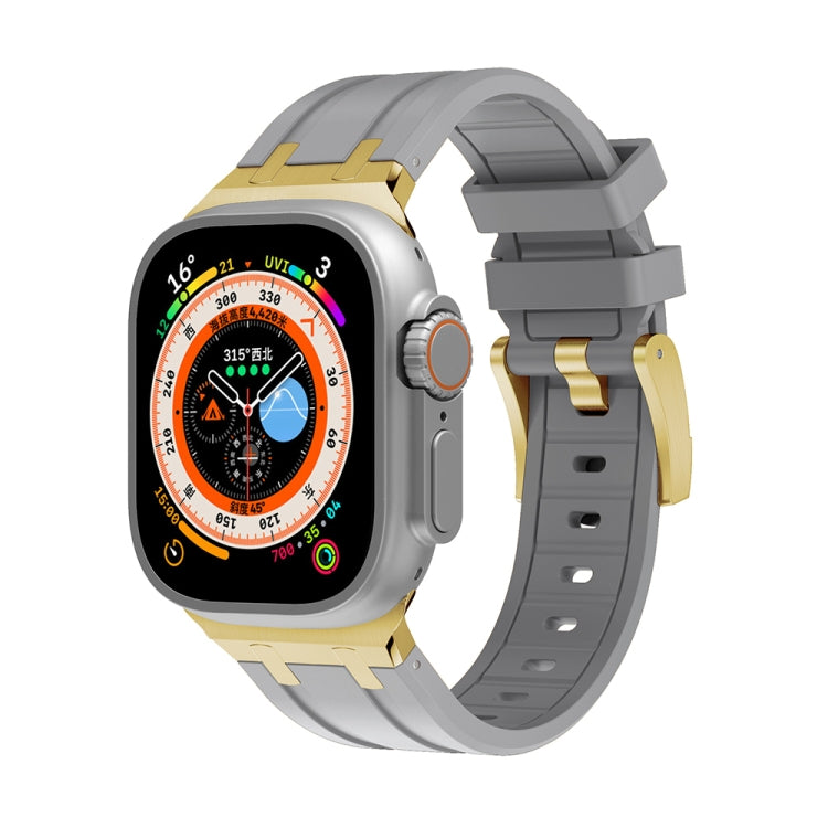AP Silicone Watch Band For Apple Watch 9 45mm(Gold Grey)