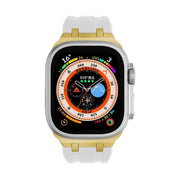AP Silicone Watch Band For Apple Watch 9 41mm(Gold White)