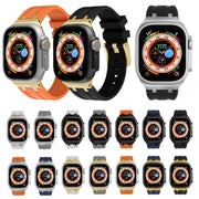 AP Silicone Watch Band For Apple Watch 9 41mm(Gold White)