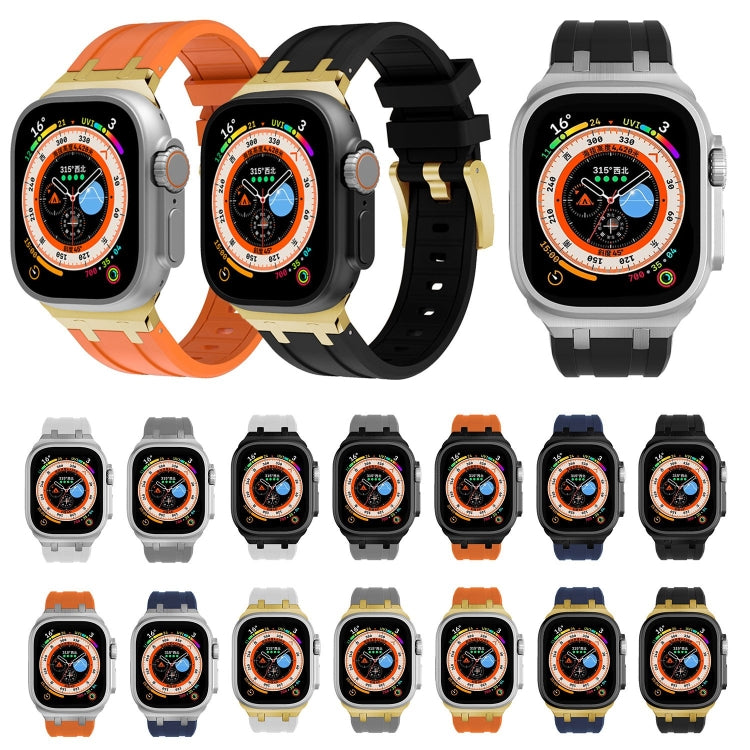 AP Silicone Watch Band For Apple Watch 8 41mm(Gold White)