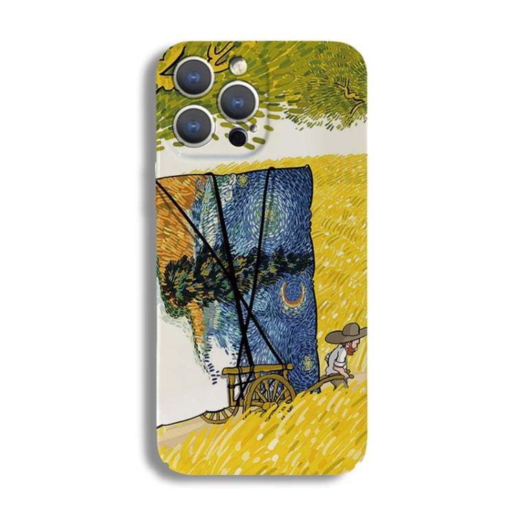 For iPhone 14 Plus Precise Hole Oil Painting Pattern PC Phone Case(Handcart)