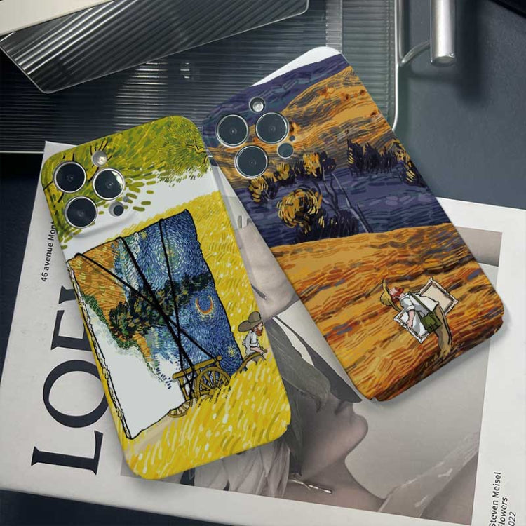 For iPhone 13 mini Precise Hole Oil Painting Pattern PC Phone Case(Evening Breeze)