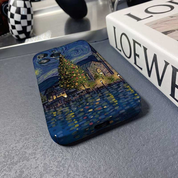 For iPhone 13 Pro Precise Hole Oil Painting Pattern PC Phone Case(Boating)