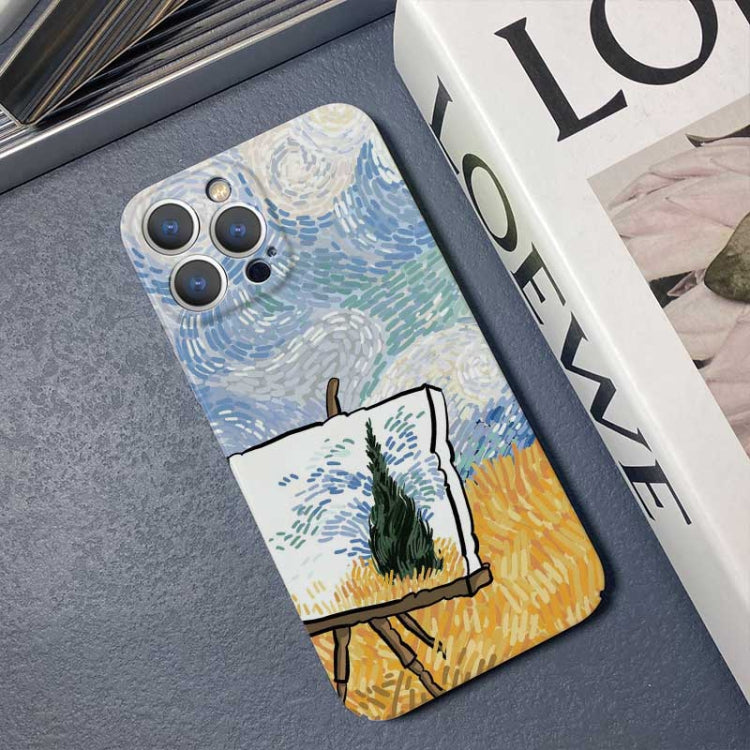 For iPhone 13 Pro Max Precise Hole Oil Painting Pattern PC Phone Case(Landscape Painting)