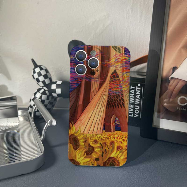 For iPhone 12 mini Precise Hole Oil Painting Pattern PC Phone Case(Architectural Painting)
