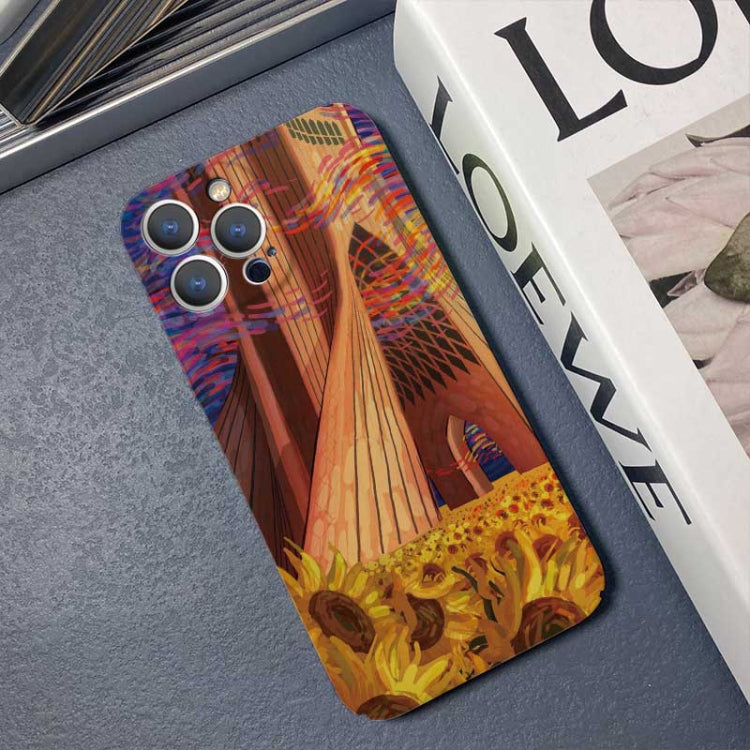 For iPhone 12 mini Precise Hole Oil Painting Pattern PC Phone Case(Architectural Painting)